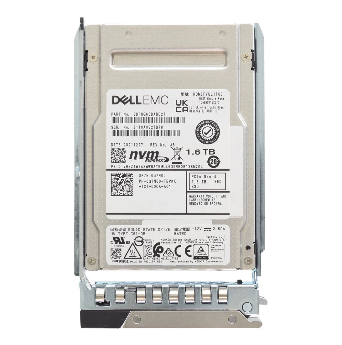 Dell G7N00 1.6TB PCIe Gen4 NVMe MU SED FIPS 2.5Inch SSD | ĐÃ SỬ DỤNG