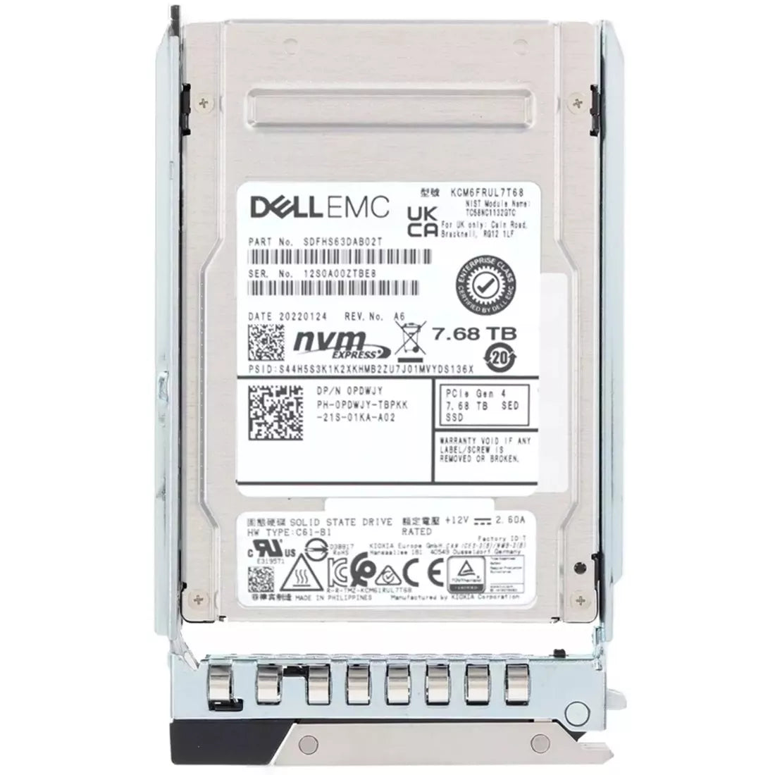 Dell PDWJY 7.68TB PCIe 4 NVMe U.3 SED 2.5" SSD | USED
