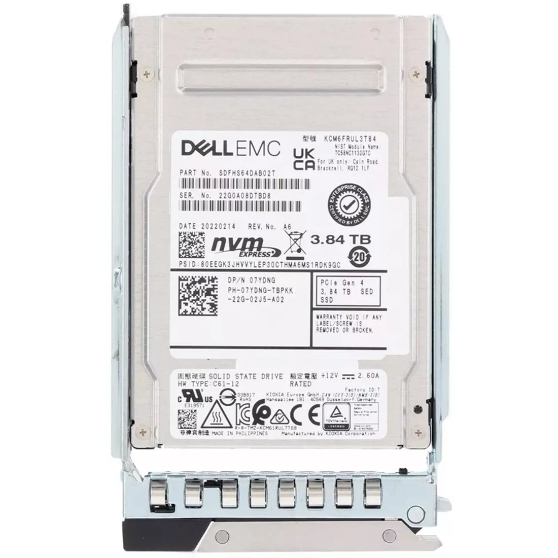 戴尔 7YDNG SED FIPS 3.84TB PCIe Gen4 NVMe 2.5 英寸 U.2 读取密集型 TLC 固态硬盘 |用过的 主图