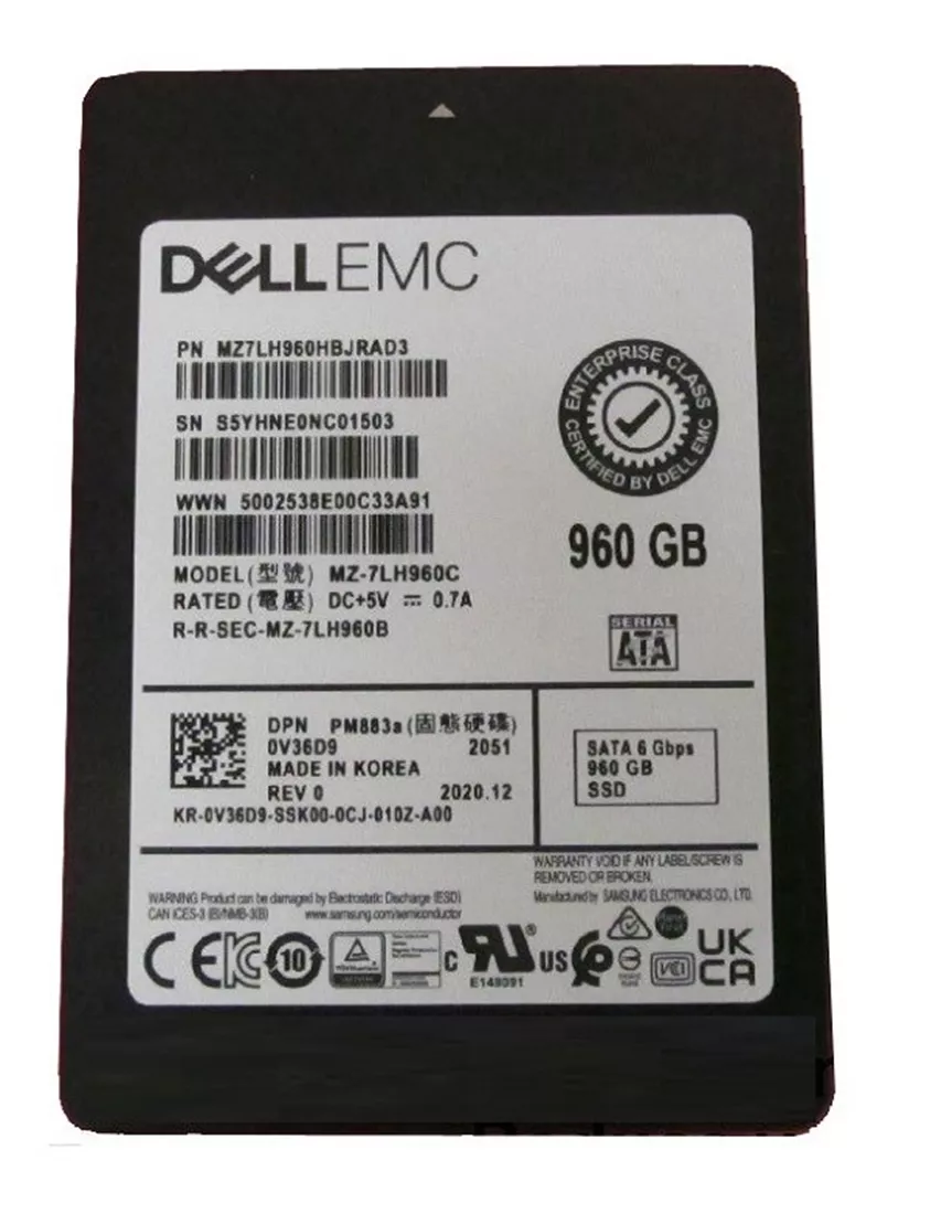 Refurbished | Samsung SM883A MZ-7LH960C Read Intensive SSD 960 GB SATA 6Gb/s DELL OEM Refurbished