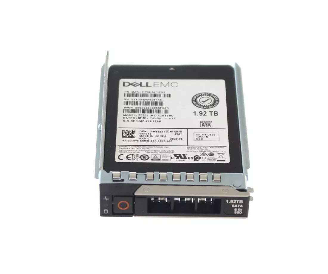 Dell 9F9Y6 1.92TB SATA 6Gbps 読み取り集中 1DWPD 2.5 インチ ホットプラグ SSD |使用済み