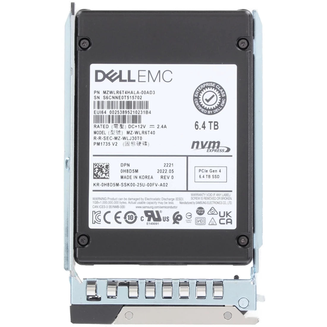 Dell H8D5M 6.4TB PCIe Gen4 NVMe Mixed Use U.2 SSD | USED 主圖