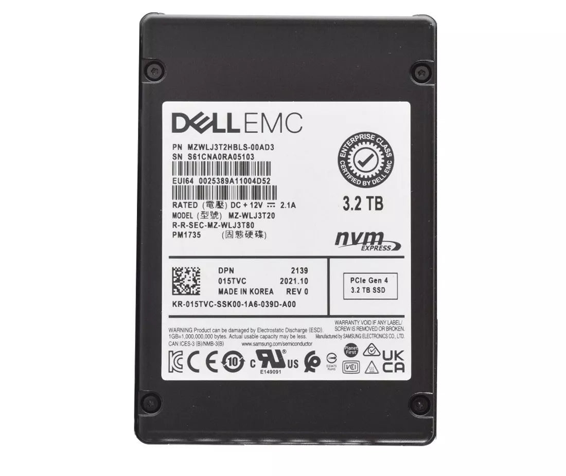 Brand New | Samsung PM1735 MZWLJ3T2HBLS-00AD3 SSD 3.2 TB PCI Express 4.0 x8 DELL OEM Brand New