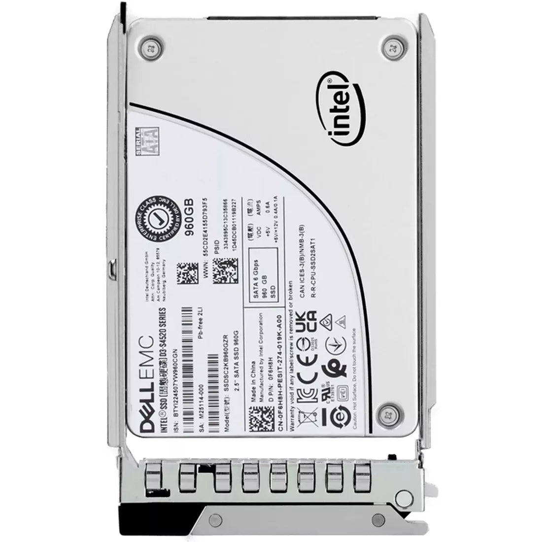 戴爾 F6H8H 960GB SATA-6Gbps 讀取密集型 1DWPD 2.5 吋熱插拔 SSD 全新 |用過的 主圖