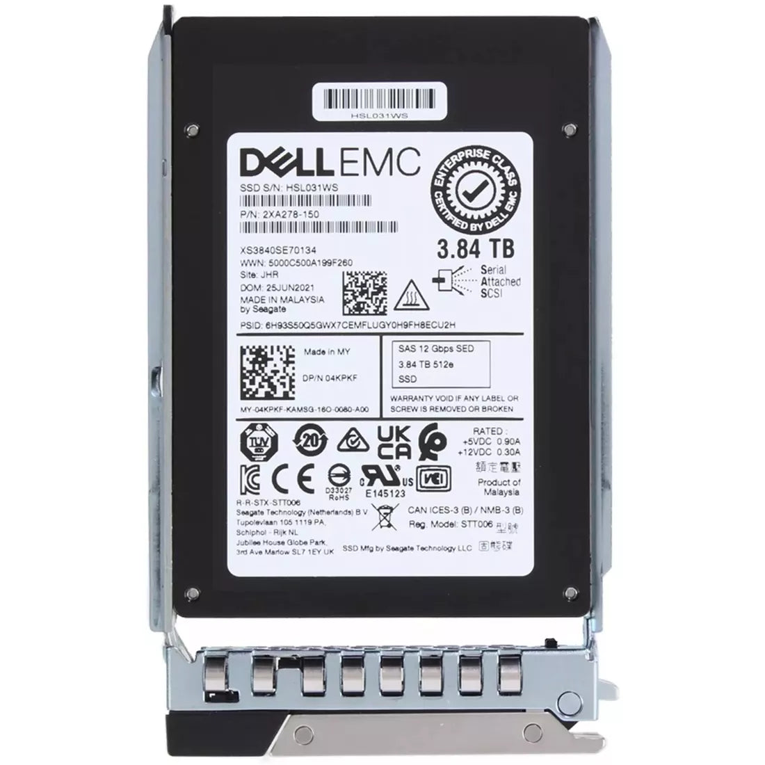 Dell 4KPKF 3.84TB SAS-12Gbps SED Read Intensive 1DWPD 2.5Inch Hot-Plug SSD | USED Main image