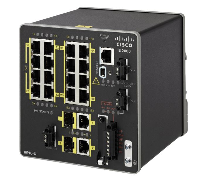 Cisco IE-2000-16PTC-G-L Industrial Ethernet 2000 Switch 16 FE/2 SFP Ports LAN Lite | USED