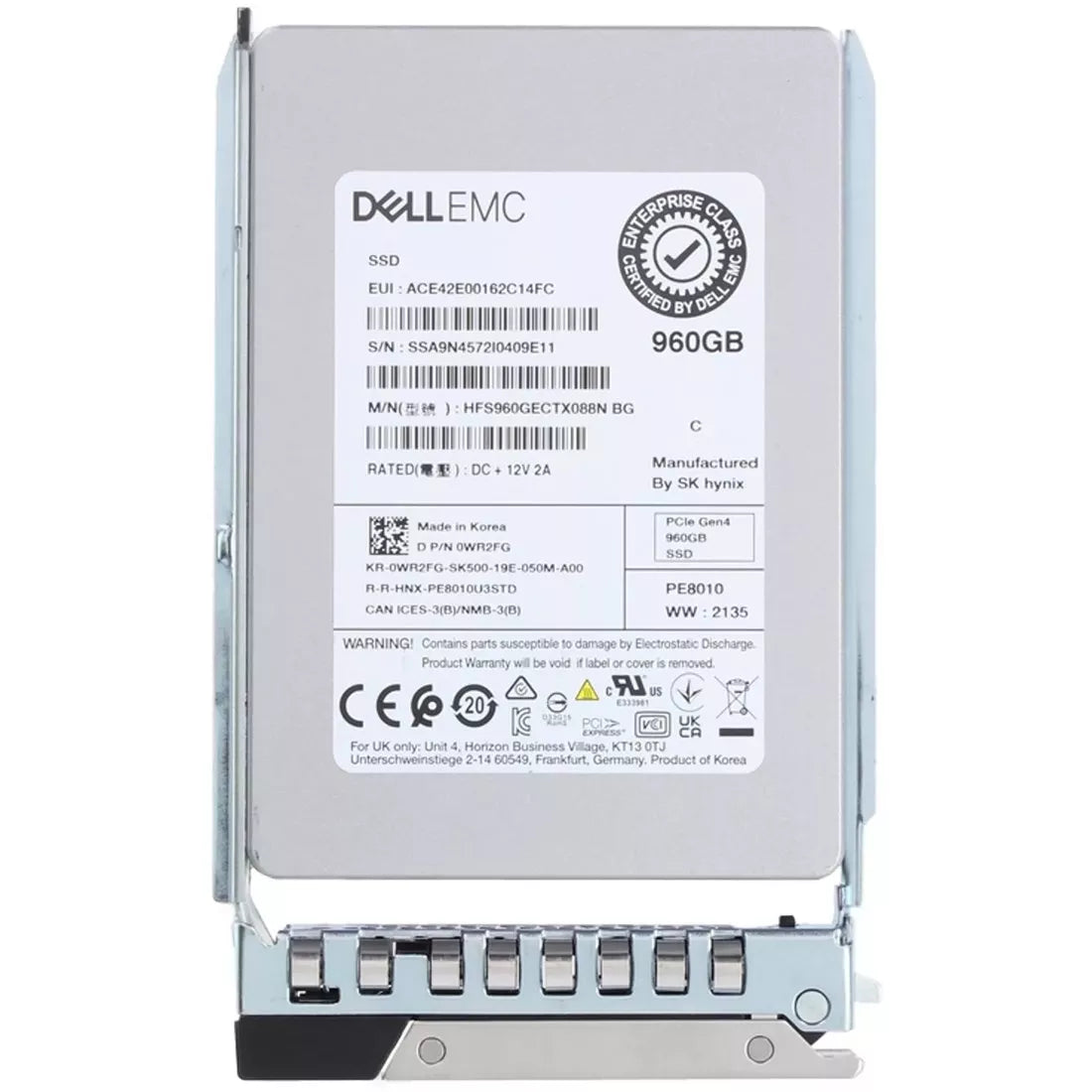 Dell WR2FG 960GB NVMe PCIe Gen 4 2.5inch U.2 Read Intensive Tlc SSD | USED Main image