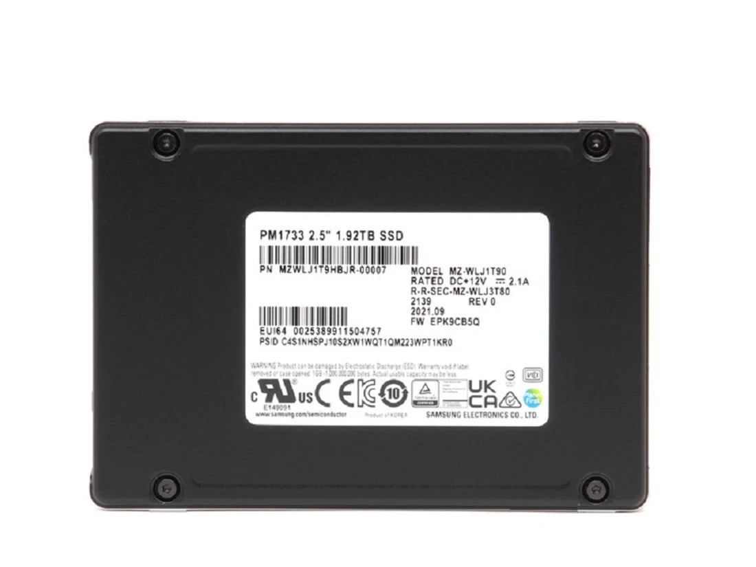Samsung PM1733 MZWLJ1T9HBJR SSD 1.92 TB Pci Express 4.0 x4 (NVMe) |使用済み