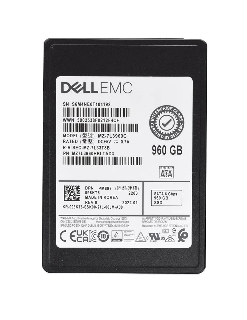 Samsung PM897 MZ7L3960HBLTAD3 Mixed Use SSD 960 GB SATA 6Gb/s DELL OEM | USED