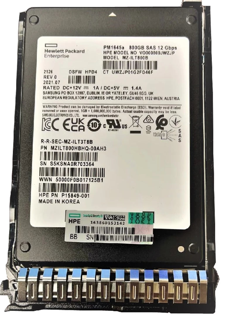 HPE PM1645a P15849-001 Mixed Use SSD 800 GB SAS 12Gb/s New F/s | USED Main image