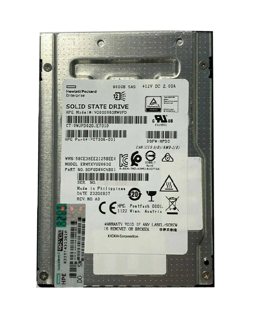 Kioxia RM5 KRM5XVUG960G SSD 960GB SAS 12Gb/秒 HPE OEM |用过的