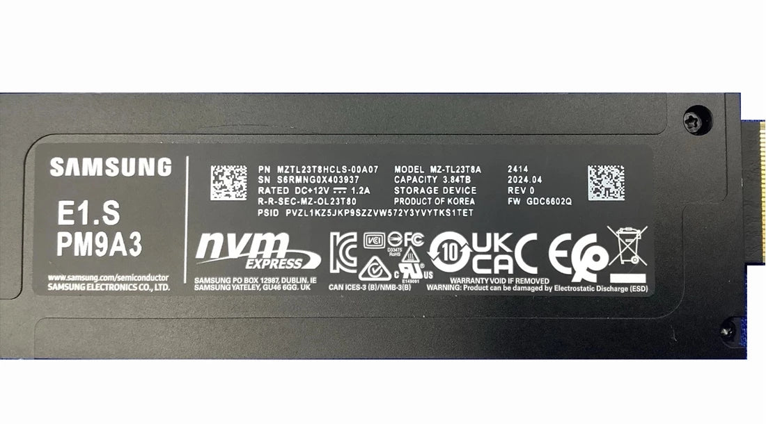 Samsung PM9A3 MZTL23T8HCLS 3.84TB E1.S PCIe 4.0 x4 SSD | USED