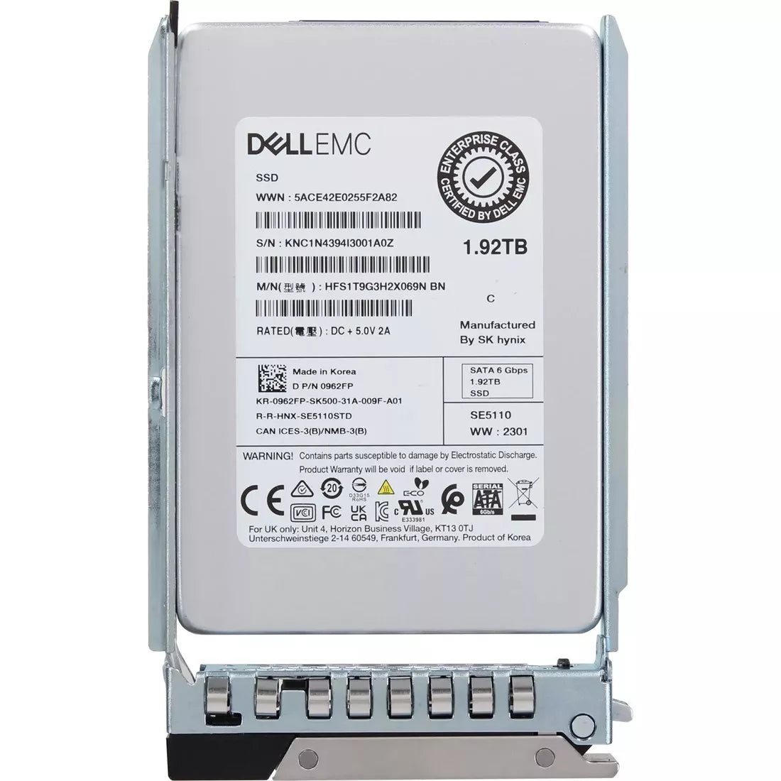 戴尔 962FP 1.92TB SATA-6Gbps 读取密集型 1DWPD 2.5 英寸热插拔 SSD 全新 |全新