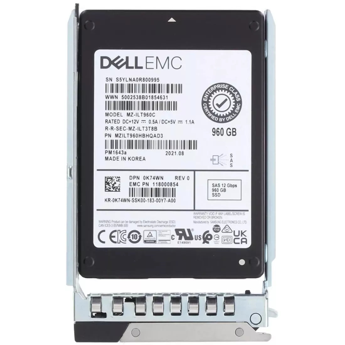 Dell K74WN 960Gb SAS-12Gbps Read Intensive 1DWPD 2.5in Hot Plug SSD | USED Main image