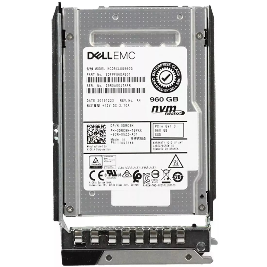 戴爾 DRC9H 960GB NVME PCIe Gen3x4 U.2 2.5 吋固態硬碟 |用過的 主圖