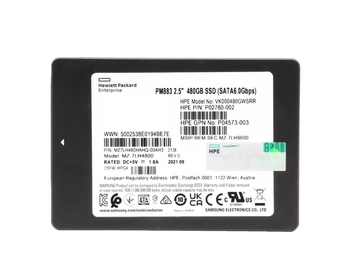Samsung PM883 MZ7LH480HAHQ-00AH3 Read Intensive SSD 480 GB SATA 6Gb/s HPE OEM | USED Main image