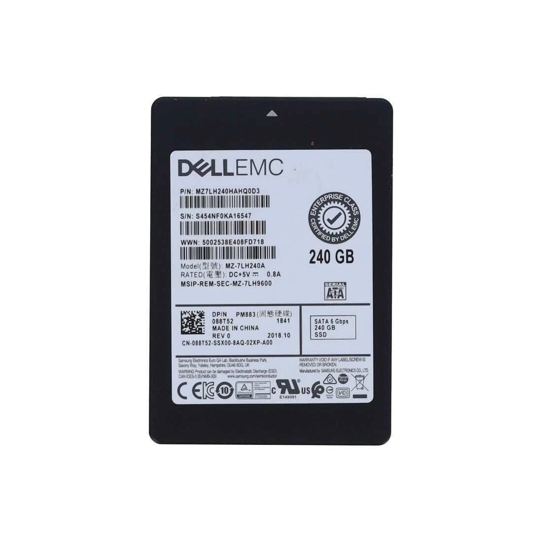 三星 PM883 MZ7LH240HAHQAD3 讀取密集型 SSD 240 GB SATA 6Gb/s 戴爾 OEM |用過的