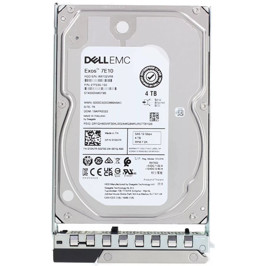 Dell 10N7R 4 TB 7,2K NL SAS 12 Gbit/s 512n 3.5" Hot-Plug-Festplatte mit Einschub | GEBRAUCHT