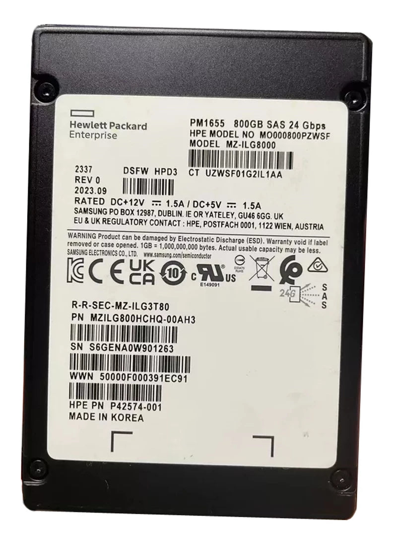Samsung MZILG800HCHQ-00AH3 Usage mixte 800 Go SAS 12 Gbit/s 2,5 pouces SSD d'entreprise. | UTILISÉ Image principale