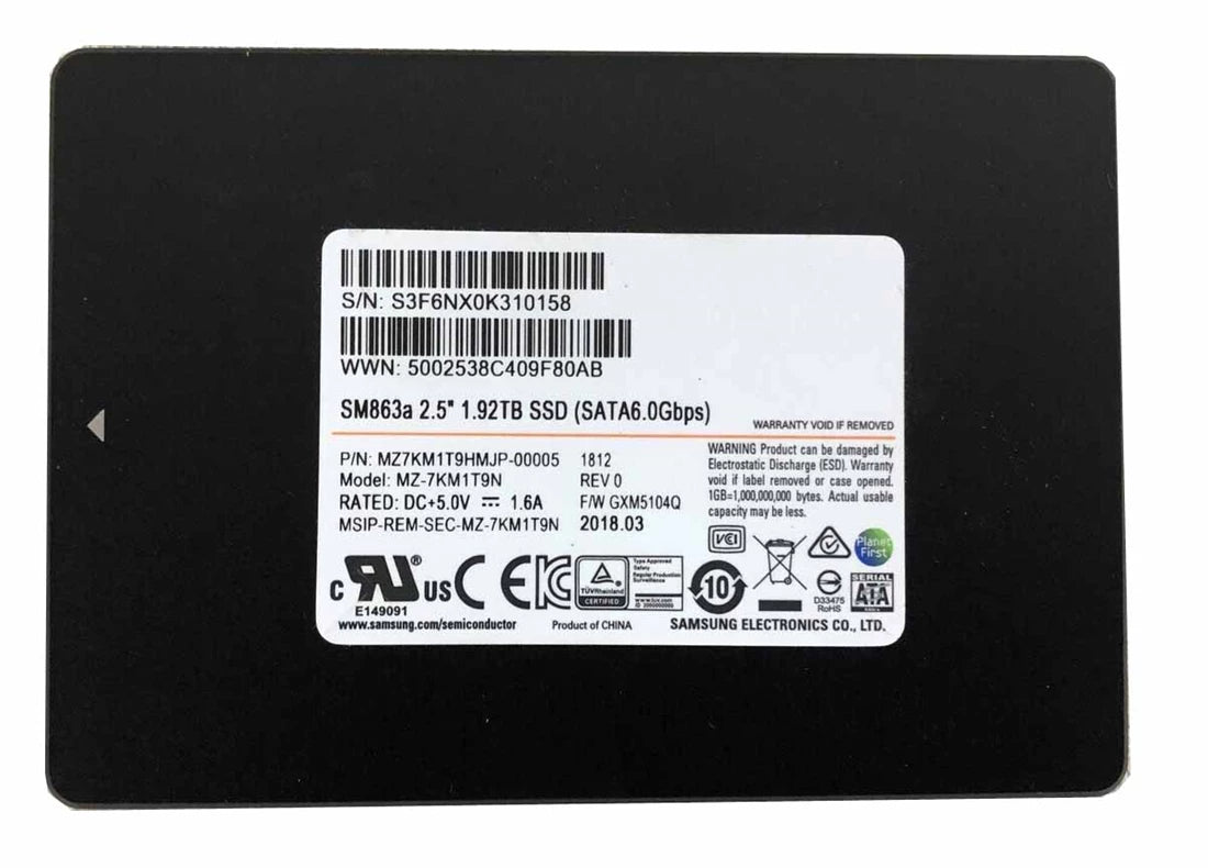 Samsung MZ7KM1T9HMJP-00005 SM863A 1,92 TB SATA 6 Gbit/s 2,5 Zoll SSD | GEBRAUCHT