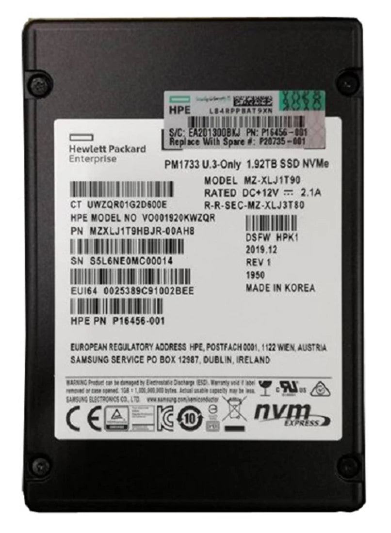 Samsung PM1733 MZXLJ1T9HBJR-00AH8 Leseintensive SSD 1,92 TB Pci Express (NVMe) HPE OEM | GEBRAUCHT