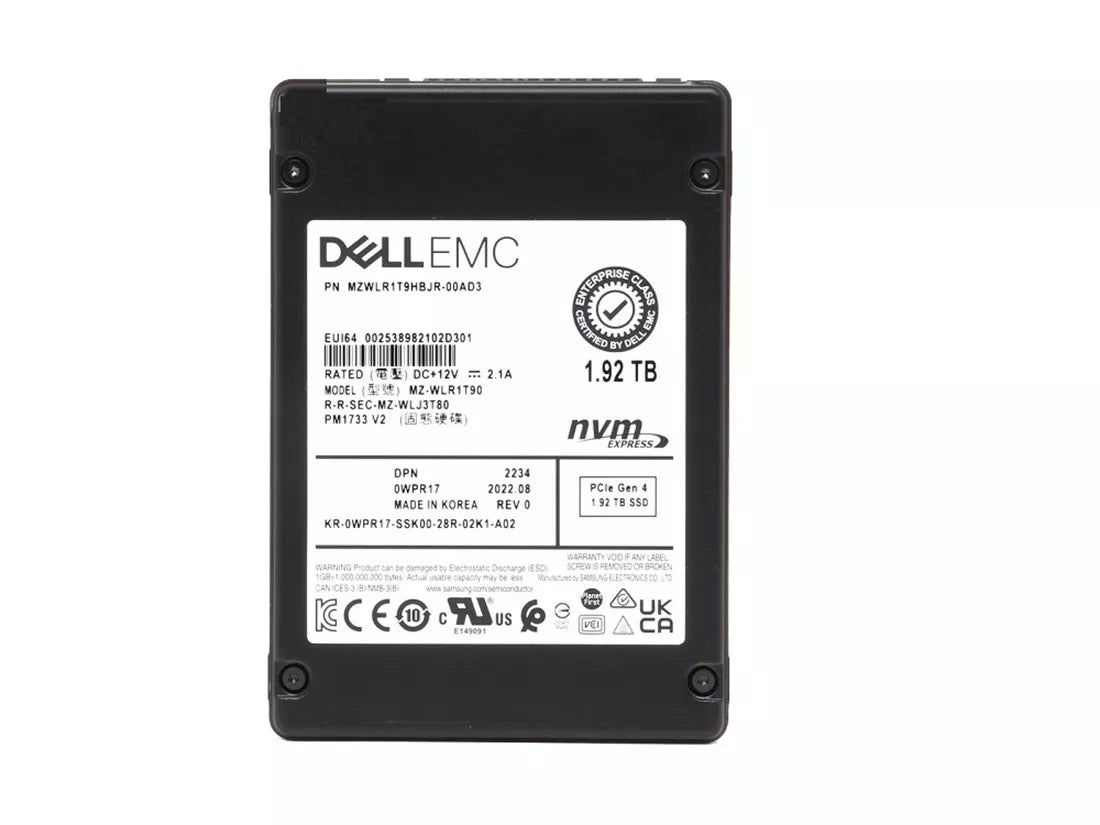 Refurbished | Samsung PM1733 MZWLR1T9HBJR-00AD3 Read Intensive SSD 1.92 TB PCIe 4.0 x4 (NVMe) DELL OEM Refurbished