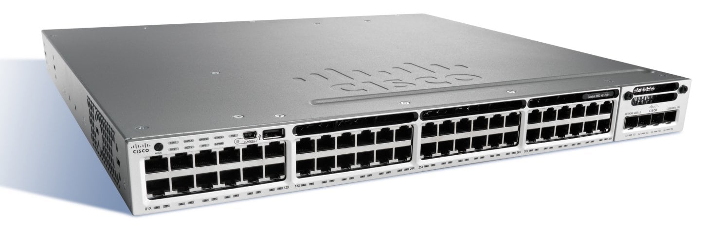 Cisco WS-C3850-48F-E Cat3850 48 GE Port PoE+ IP Services 1100WAC P/S | USED Main image