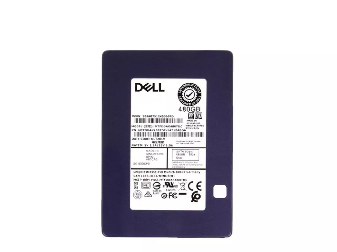 Refurbished | Micron 5200 ECO MTFDDAK480TDC-1AT1ZABDA Read Intensive SSD 480 GB SATA 6Gb/s DELL OEM Refurbished Main image