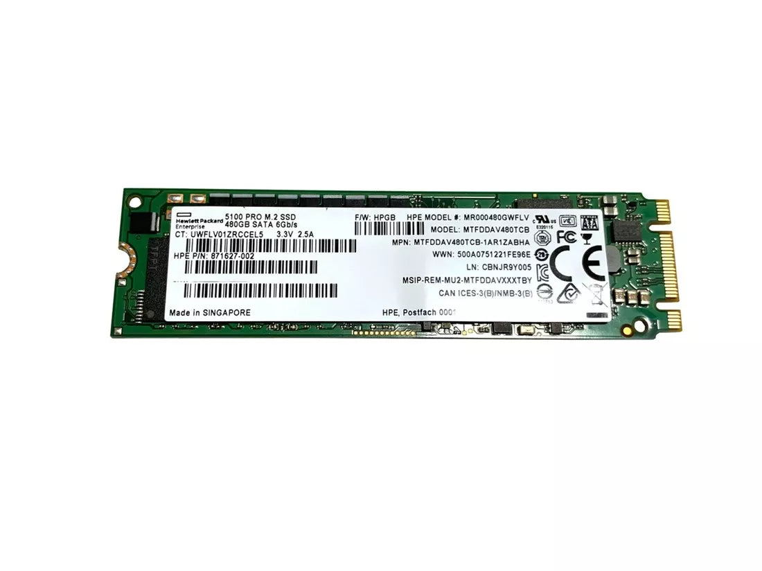 Refurbished | Micron 5100 PRO MTFDDAV480TCB-1AR1ZABHA Mixed Use SSD 480 GB SATA 6Gb/s HPE OEM Refurbished