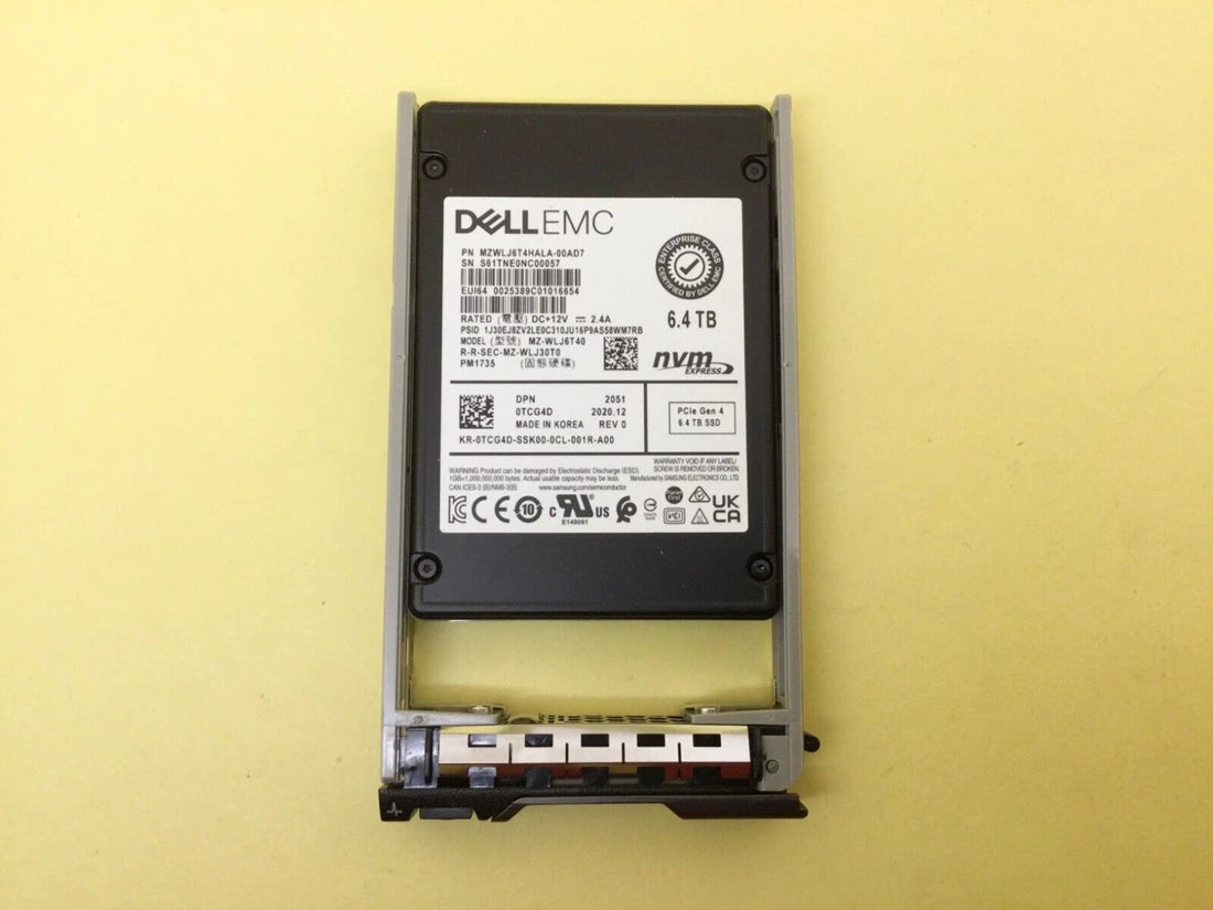 Dell TCG4D 6,4 To Classe Entreprise NVMe Usage Mixte U.2 Gen4 | UTILISÉ