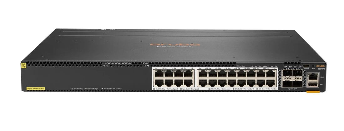 HPE JL660A\#ABA Aruba 6300M 24Sr5 Cl6 POE+ 4Sfp56 Switch | USED