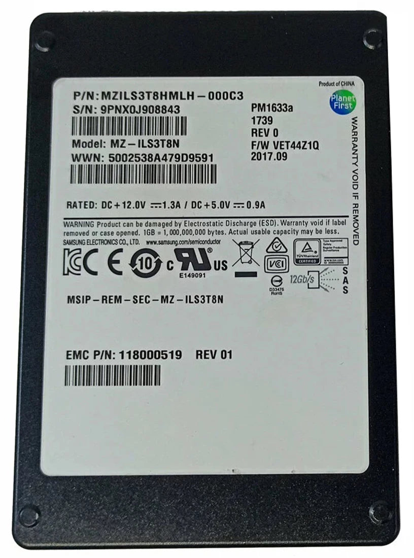 Refurbished | Samsung PM1633a MZ-ILS3T8N SSD 3.84 TB SAS 12Gb/s EMC OEM Refurbished