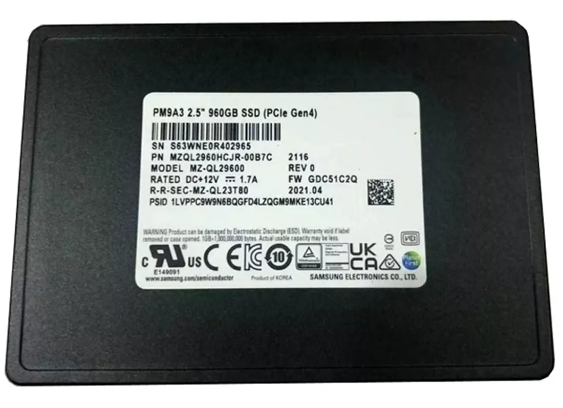 Samsung PM9A3 MZ-QL29600 SSD 960 GB U.2 Pci Express 4.0 x4 (NVMe) Brandneu | GEBRAUCHT