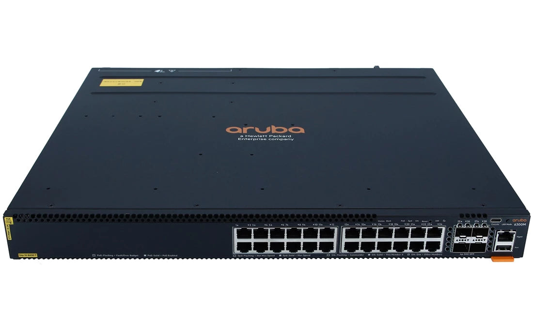 HPE JL662-61101 Aruba CX 6300M ​​24포트 1GbE 클래스 4 PoE 및 4포트 SFP56 <tc>네트워크 스위치</tc> | 중고