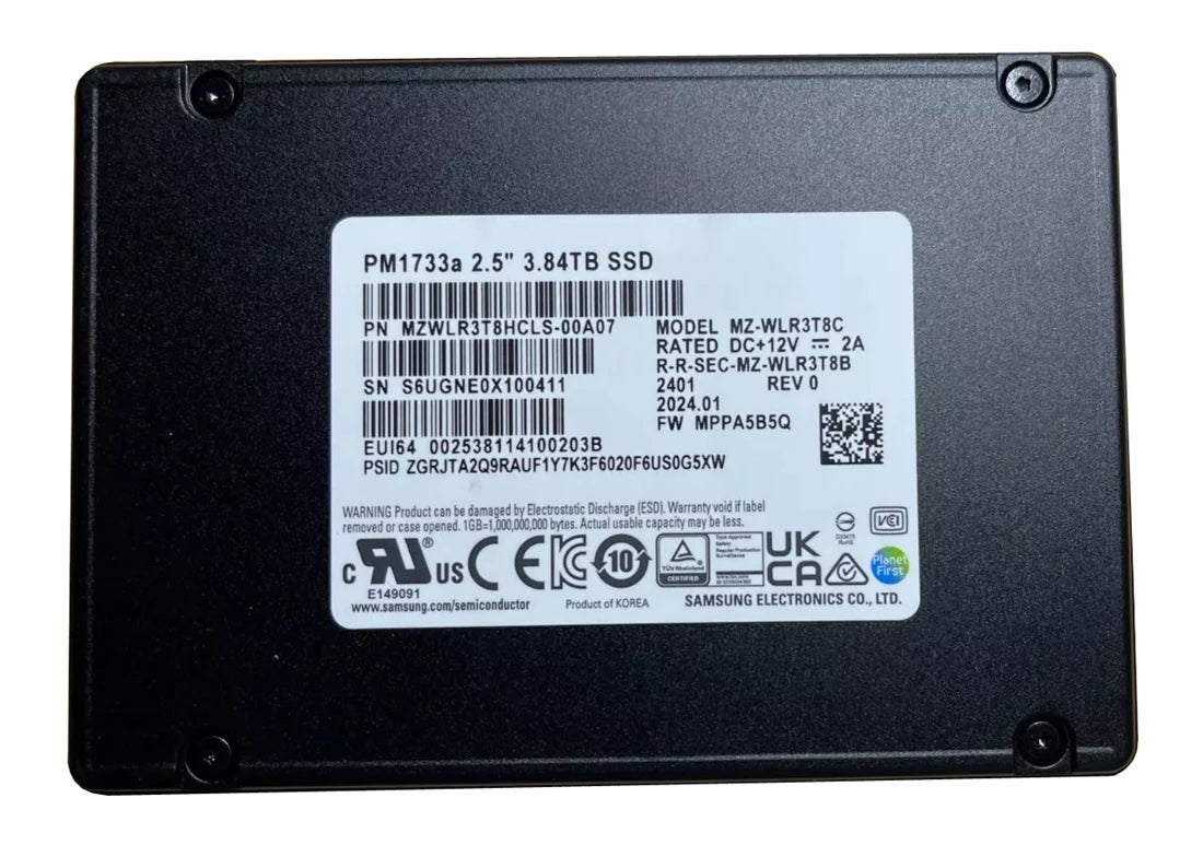 Brand New | Samsung MZWLR3T8HCLS PM1733a 3.84TB PCIe 4.0 NVMe 2.5in Enterprise SSD