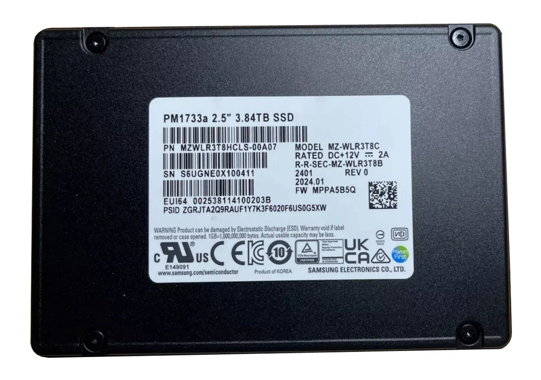 Samsung MZWLR3T8HCLS-00A07 PM1733a 3.84TB 2.5Inch U.2 PCI Express 4.0 x8 (NVMe) Internal SSD | USED Main image