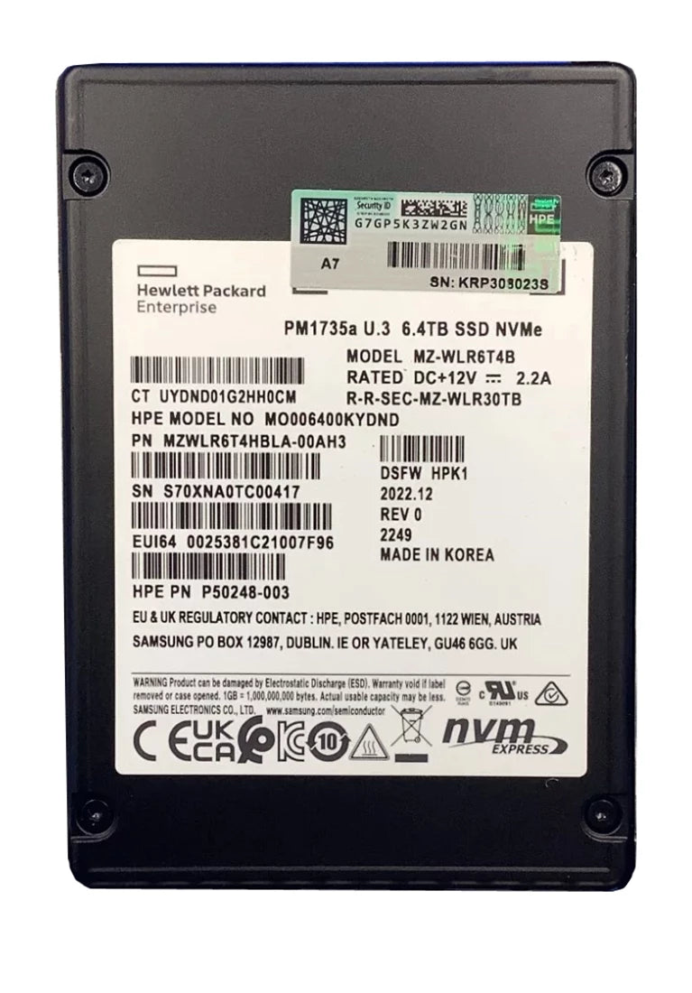 Refurbished | Samsung MZWLR6T4HBLA-00AH3 PM1735a 6.4TB NVMe Gen4 MU U.3 Ssd.