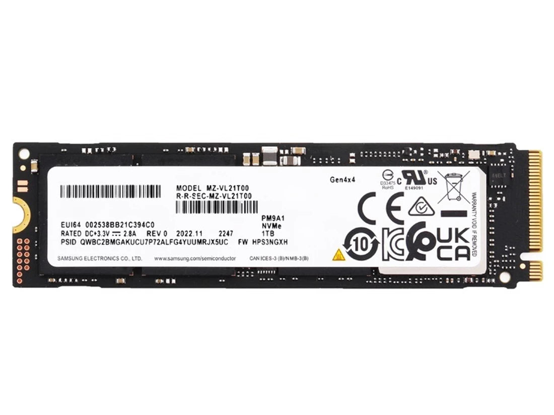Refurbished | Samsung PM9A1 MZ-VL21T00 SSD 256GB Pci Express 4.0 X4 (NVMe) Refurbished