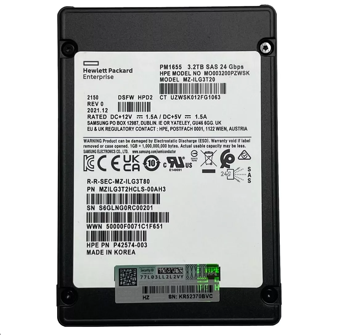 三星 PM1655 MZ-ILG3T20 混合用途 SSD 3.2 TB SAS 12Gb/秒 HPE OEM |用過的 主圖