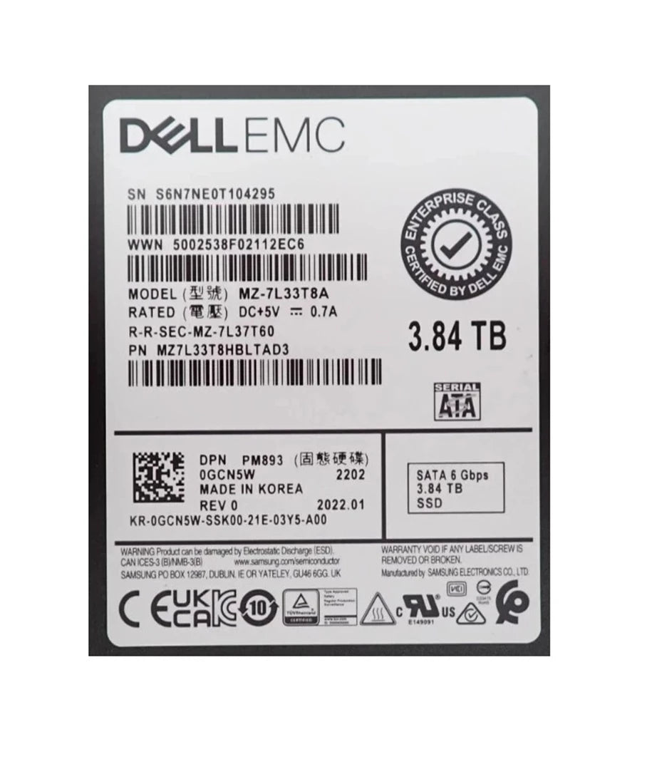 Samsung PM893 MZ-7L33T8A Read Intensive SSD 3.84 TB SATA 6Gb/s SSD DELL OEM | USED Main image