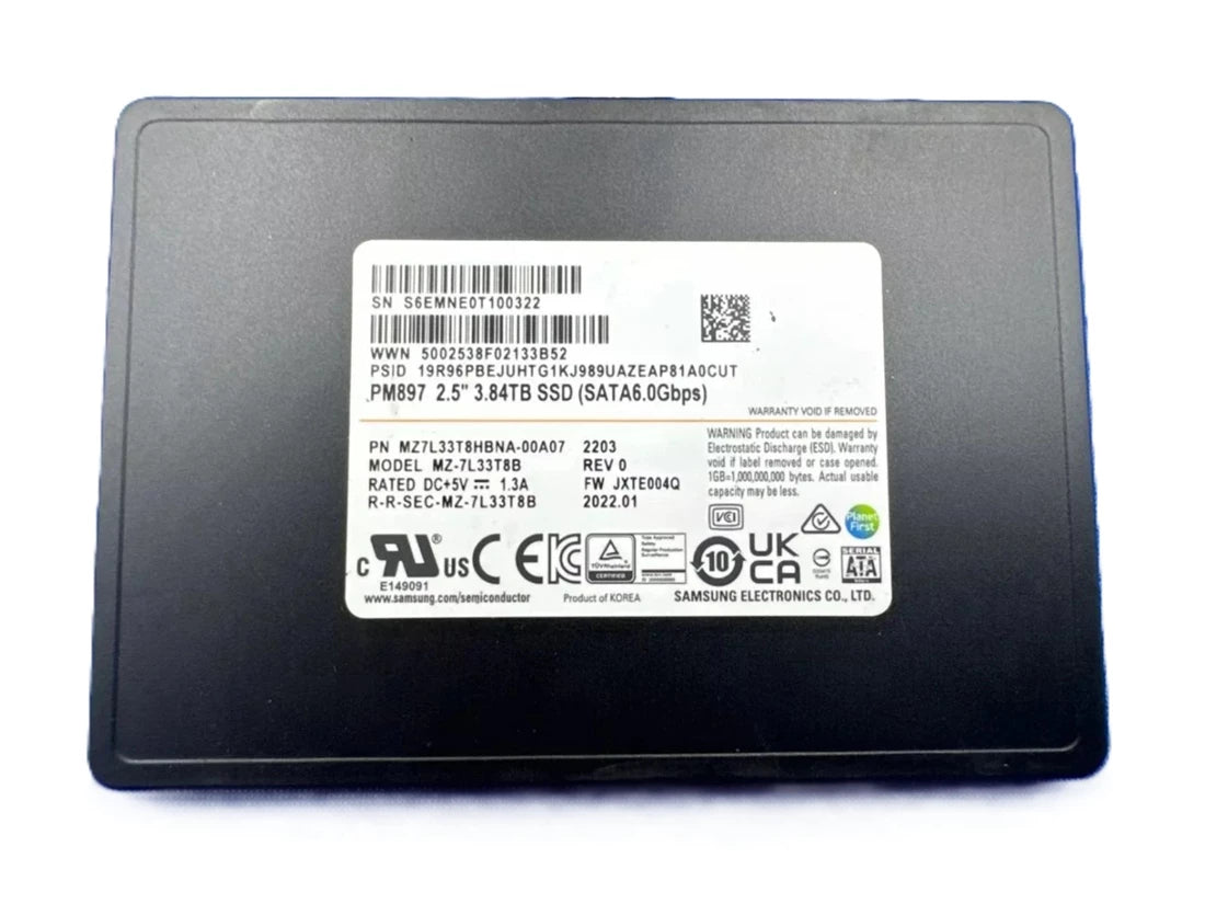 Samsung MZ-7L33T8B PM897 Series 3.84TB SATA 6GBPS 2.5Inch SSD | USED