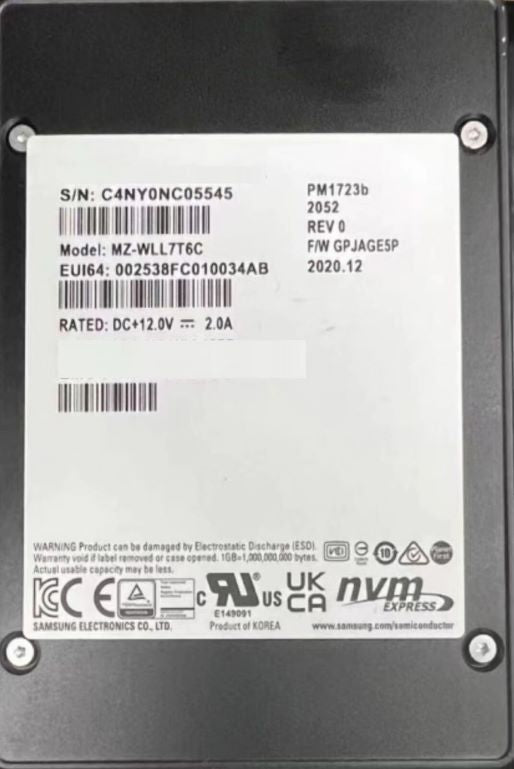 Refurbished | Samsung MZ-WLL15TC 15TB PM1723b NVMe u.2 2.5inch Internal SSD EMC OEM Refurbished