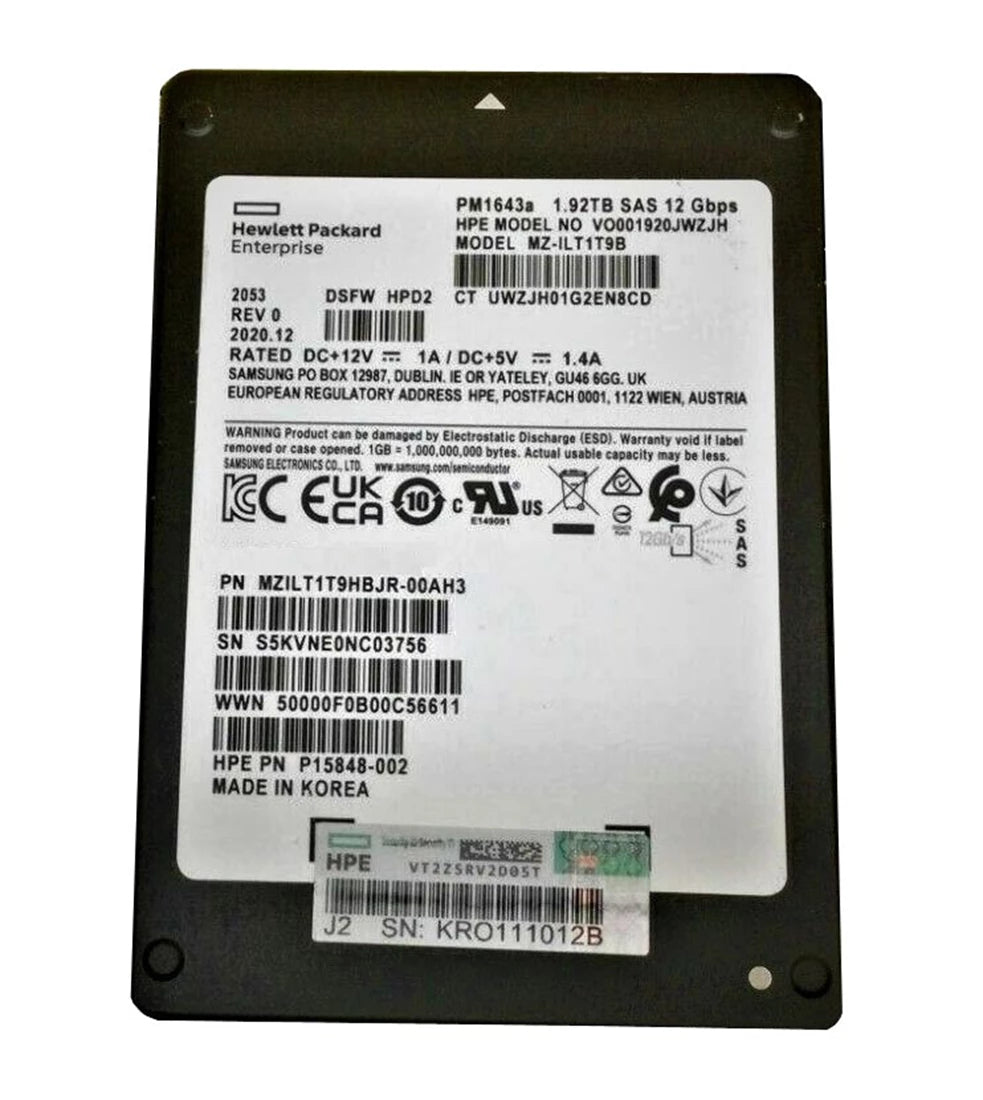 Samsung PM1643a MZ-ILT1T9B SSD 1.92 TB SAS 12Gb/s HPE OEM | USED