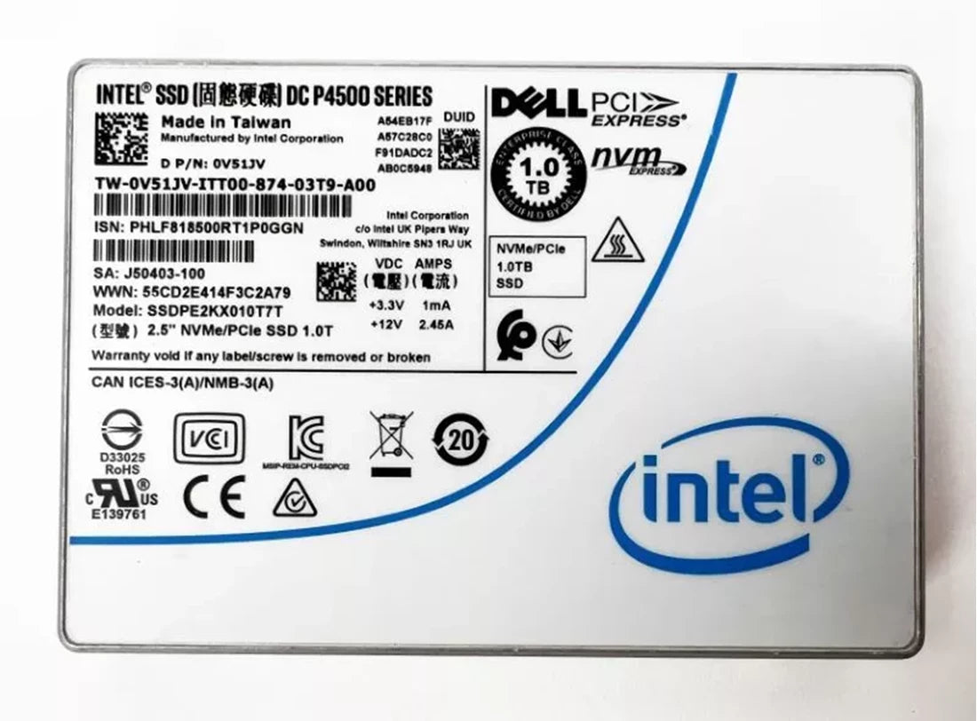 Intel DC P4500 SSDPE2KX010T7T SSD 1 TB Pci Express 3.1 X4 (NVMe) DELL OEM | USED Main image