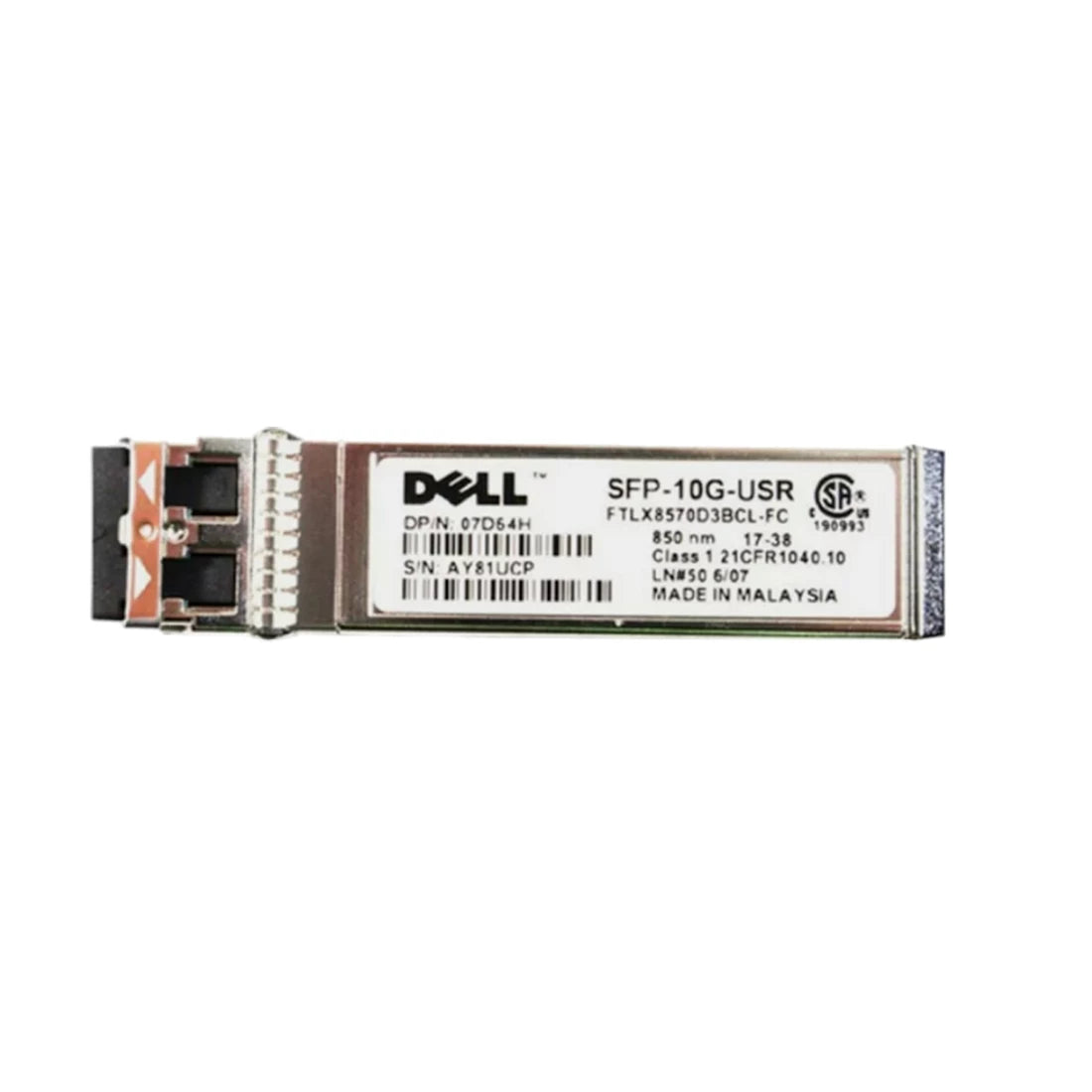 Dell FTLX8570D3BCL-FC Networking Transceiver SFP+ 10GbE SR 850nm Wavelength 300 meter Reach