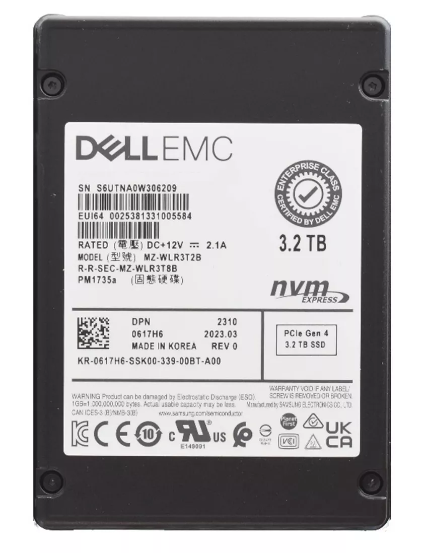 Refurbished | Samsung PM1735A MZ-WLR3T2B Mixed Use SSD 3.2 TB PCIe 4.0 x8 (NVMe) DELL OEM Refurbished Main image