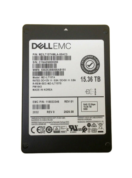 EMC 118033346 15.36Tb Sas 12Gbps 2.5Inch Enterprise Internal SSD | USED Main image
