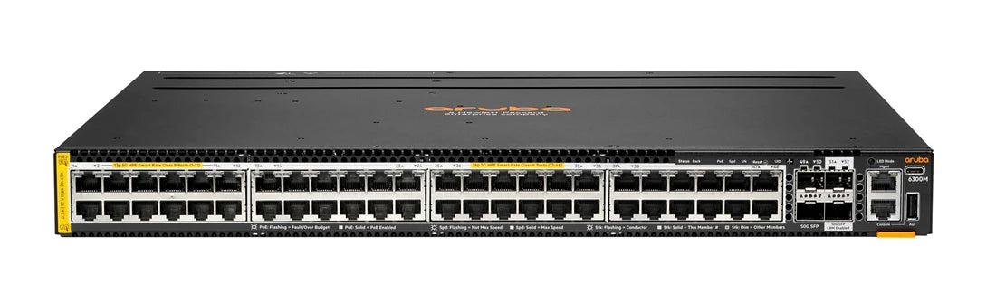 HPE R8S91A Aruba CX 6300M 12p CL8 PoE 36p CL6 PoE SR 1G/2.5G/5G 2p 50G 2p 10G <tc>ネットワークスイッチ</tc> 中古品 メイン画像
