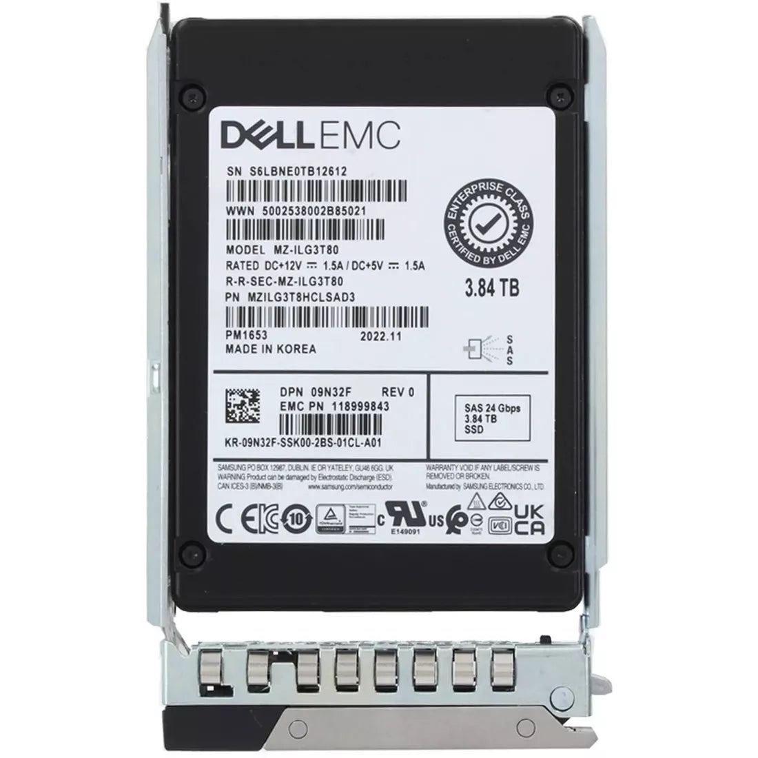 Dell 9N32F 3.84TB SAS-24Gbps ISE Read Intensive 512e 2.5 Inch 1 DWPD SSD New | USED Main image