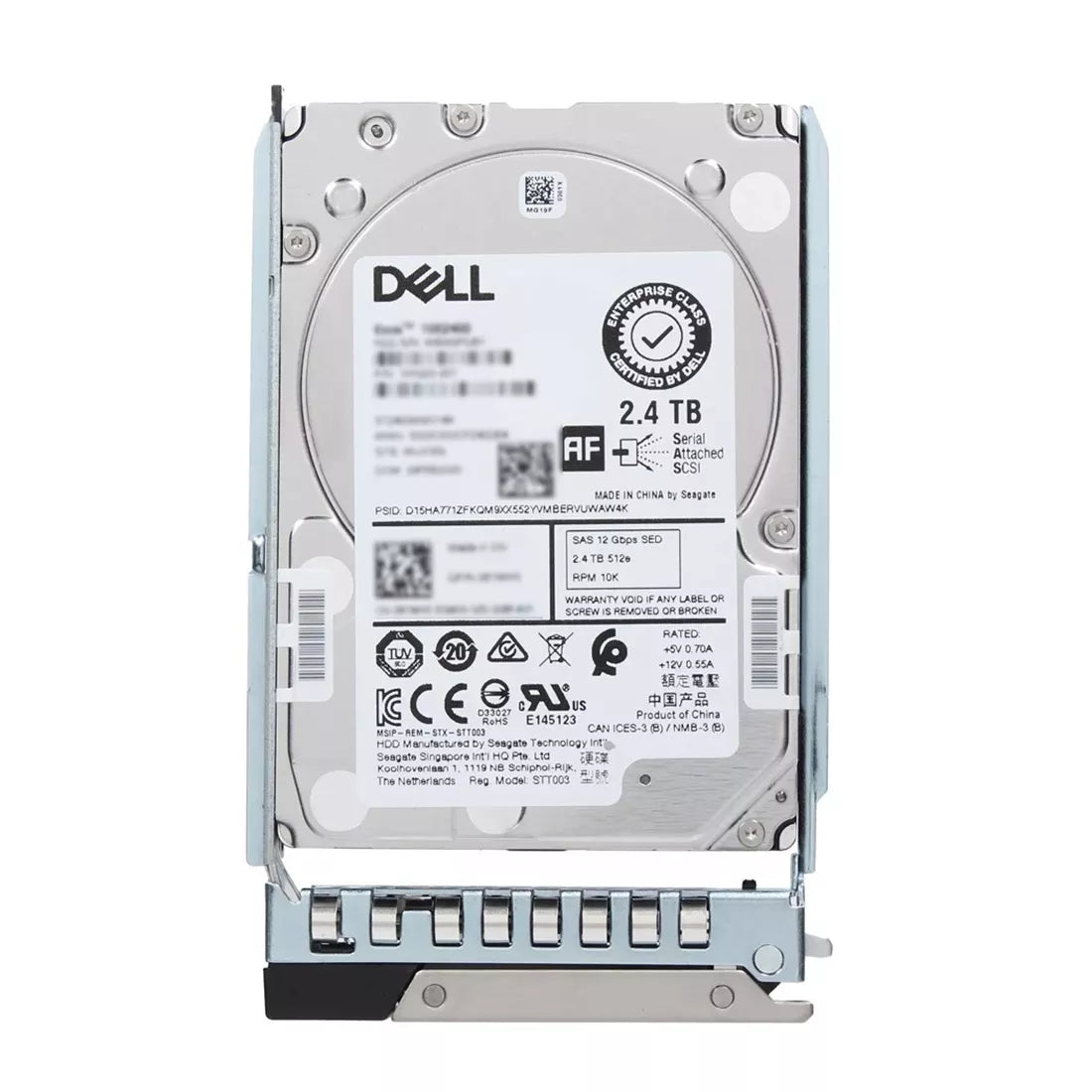 Dell 400-AVHG 2.4TB SED 10K SAS-12Gbps 512e 256MB 2.5" ホットプラグ対応HDD（トレイ付き）｜中古品